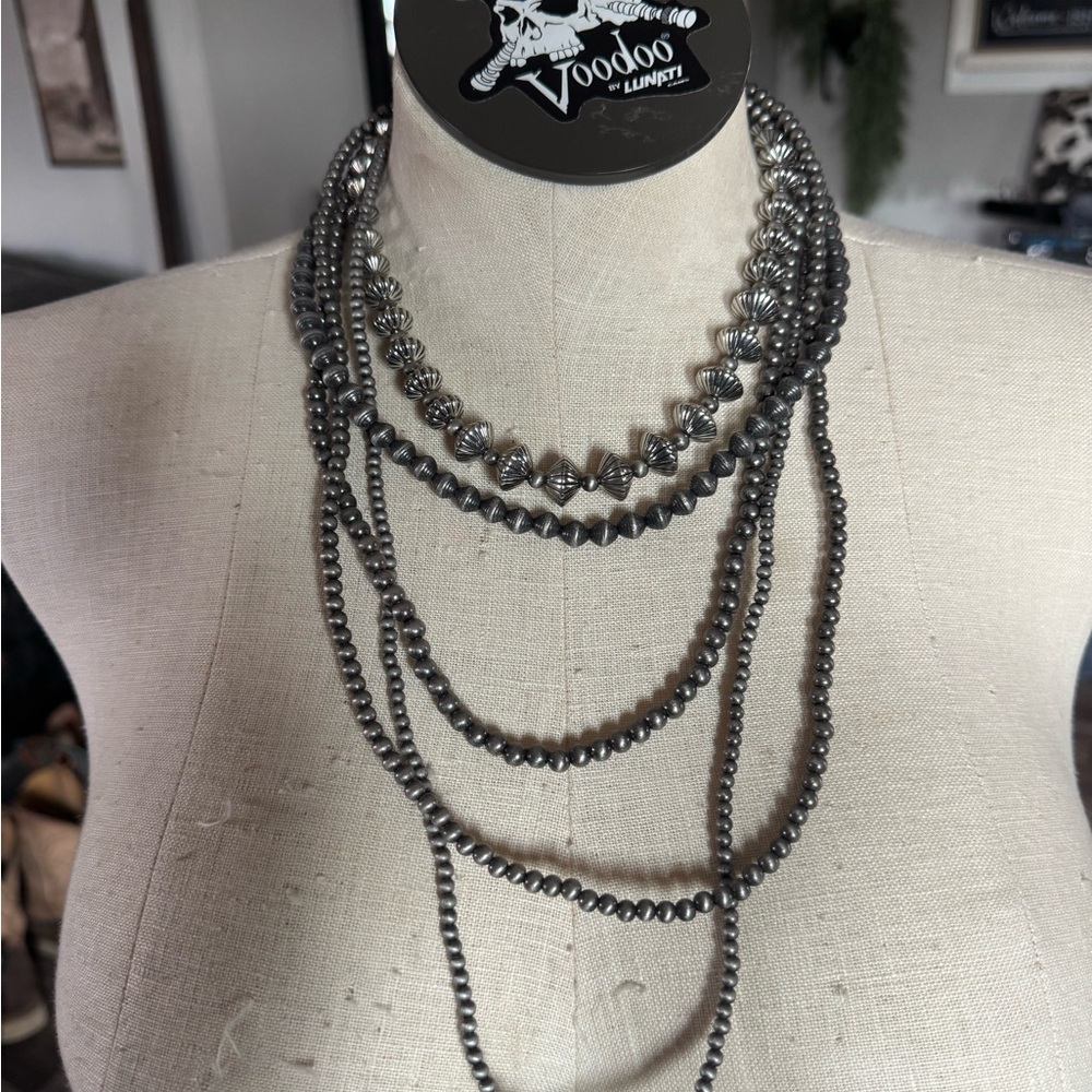 Layered Hematite Multi-Strand Necklace